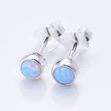 S1024 - 925 silver 4mm round imm opal stud earrings
