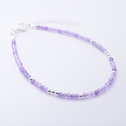 B076 - 925 silver amethyst 2mm faceted bracelet