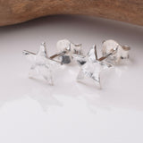 S873 - 925 Silver small hammered star stud earrings