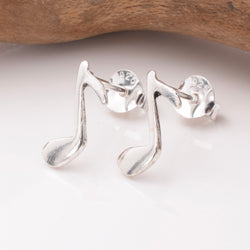 S1035 - 925 silver musical note stud earrings