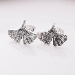 S900 - 925 silver ginkgo leaf stud earrings