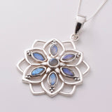 P1109 - 925 silver labradorite mandala pendant