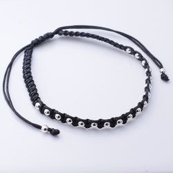 B070 - 925 silver bead and cord bracelet