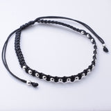 B070 - 925 silver bead and cord bracelet