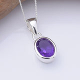 P1360 - 925 silver  oval AM facet pendant