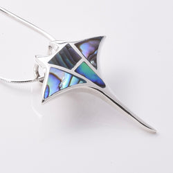 P983 - 925 silver abalone manta ray pendant