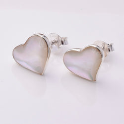 S784 - 925 silver & MOP heart stud earrings
