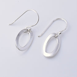 E914 - 925 silver oval wide hoop earrings