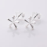 S1038 - 925 silver flower with CZ stone stud earrings