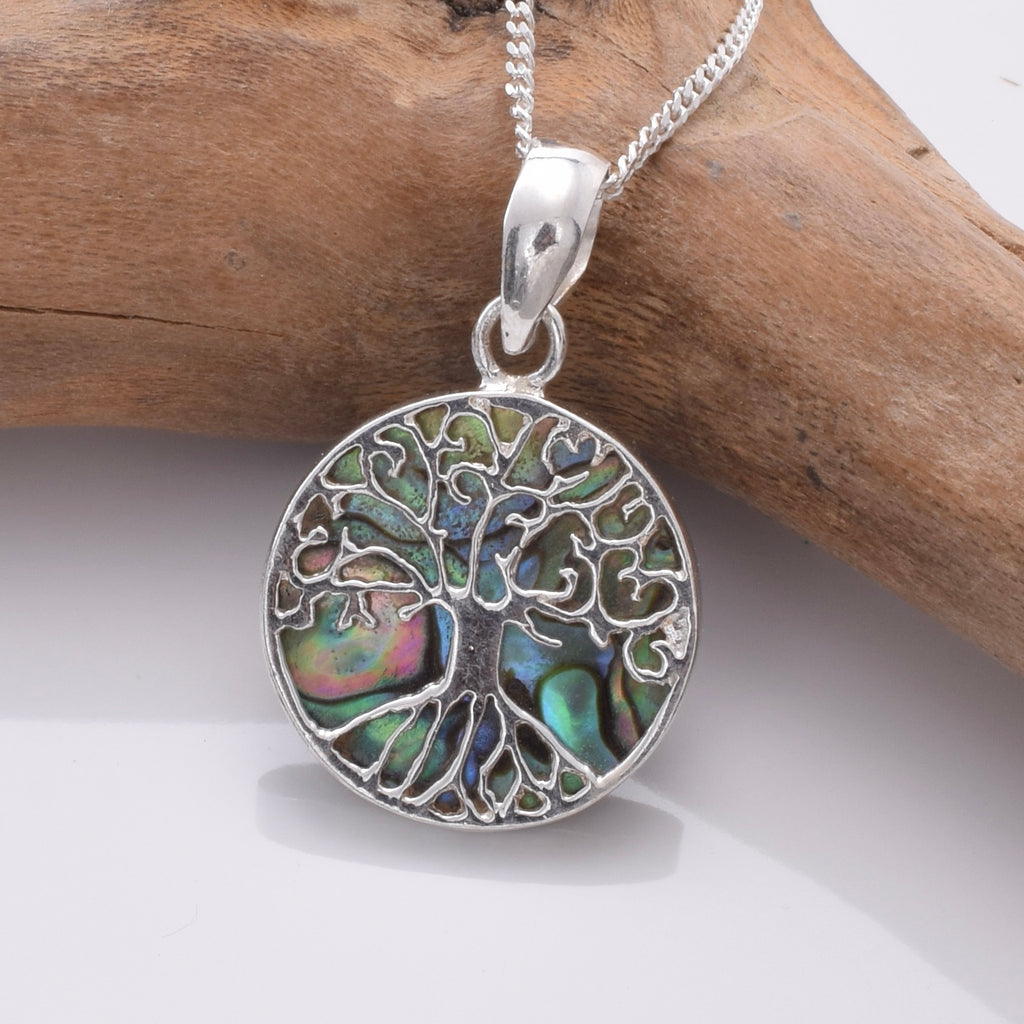P962 - 925 Silver and abalone tree of life pendant