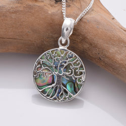 P962 - 925 Silver and abalone tree of life pendant