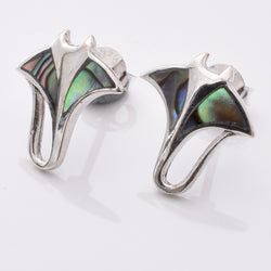 S870 - 925 silver manta ray abalone stud earrings