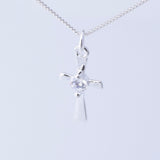 P1262 - 925 silver tiny cross with CZ stone pendant