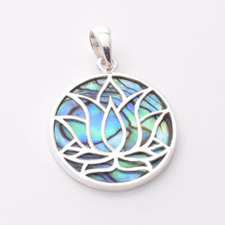 P982 - 925 silver and abalone lotus flower pendant