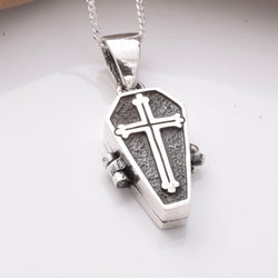 P1144 - 925 silver coffin cross locket