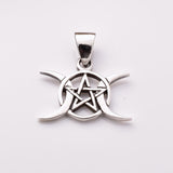 P1146 - 925 silver triple moon pentagram pendant