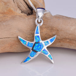 P662 - 925 silver lab opal starfish pendant