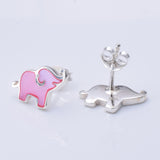 S1022 - 925 silver & Pink MOP elephant stud earrings