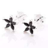 S881 - 925 silver CZ flower stud earrings