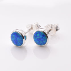 S954 - 925 silver imm opal round stud earrings