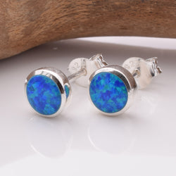 S954 - 925 silver imm opal round stud earrings