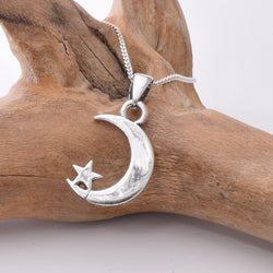 P933 - 925 Sterling silver moon and star pendant