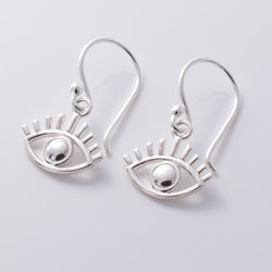 E718 - 925 Silver evil eye with lashes earrings