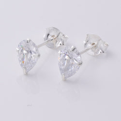 S730 - 925 Silver CZ teardrop stud earrings