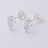 S730 - 925 Silver CZ teardrop stud earrings
