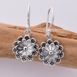 E723 - 925 Silver double flower earrings