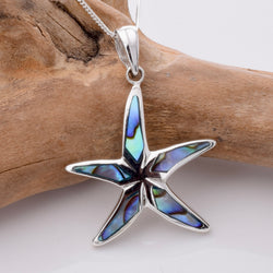 P956 - 925 Silver and abalone starfish pendant