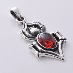 P915 - 925 Sterling Silver and garnet Spider pendant