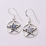E454 - Silver Pentagram moonstone earrings