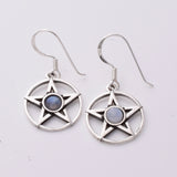 E454 - Silver Pentagram moonstone earrings