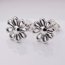 S775 - 925 silver flower stud earrings