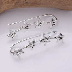 E743 - 925 Silver four star climber earrings