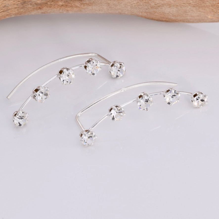 E635 - Silver and five stone climber earring