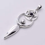 P394 - 925 silver amethyst Goddess with pentacle pendant