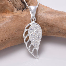P864 - 925 Silver and CZ angel wing pendant