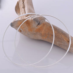 E627 - 50mm silver braided look hoops