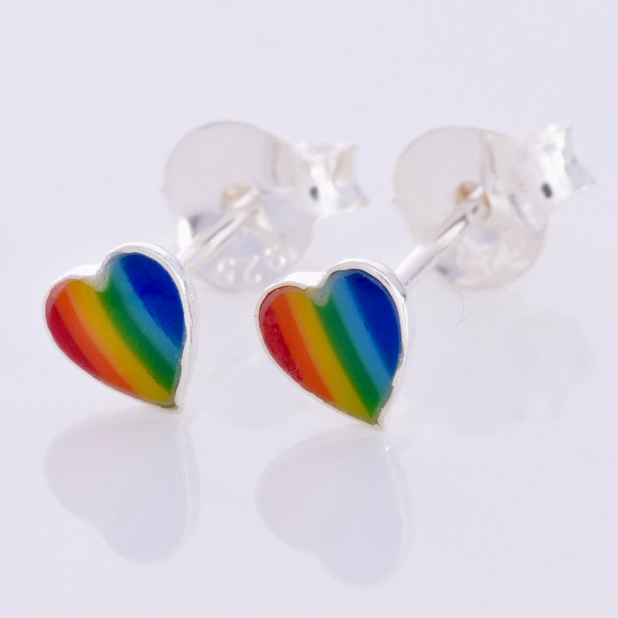 S328 - Rainbow Heart shape stud earrings