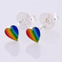 S328 - Rainbow Heart shape stud earrings