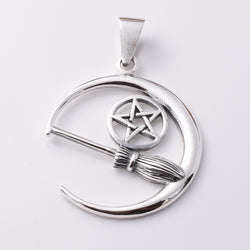 P886 - 925 Silver Crescent moon with bessom