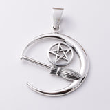 P886 - 925 Silver Crescent moon with bessom
