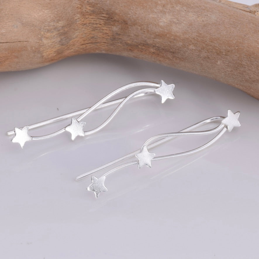 E636 - Silver Shooting star climber earrings