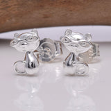 S636 - Silver Cat with glasses stud earrings