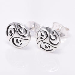 S163 - Celtic shield silver stud earrings