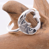 R241 - 925 silver crescent moon and star ring