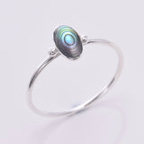 R164 - 925 silver band with abalone shell oval