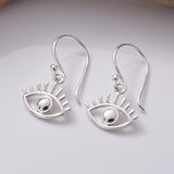 E718 - 925 Silver evil eye with lashes earrings